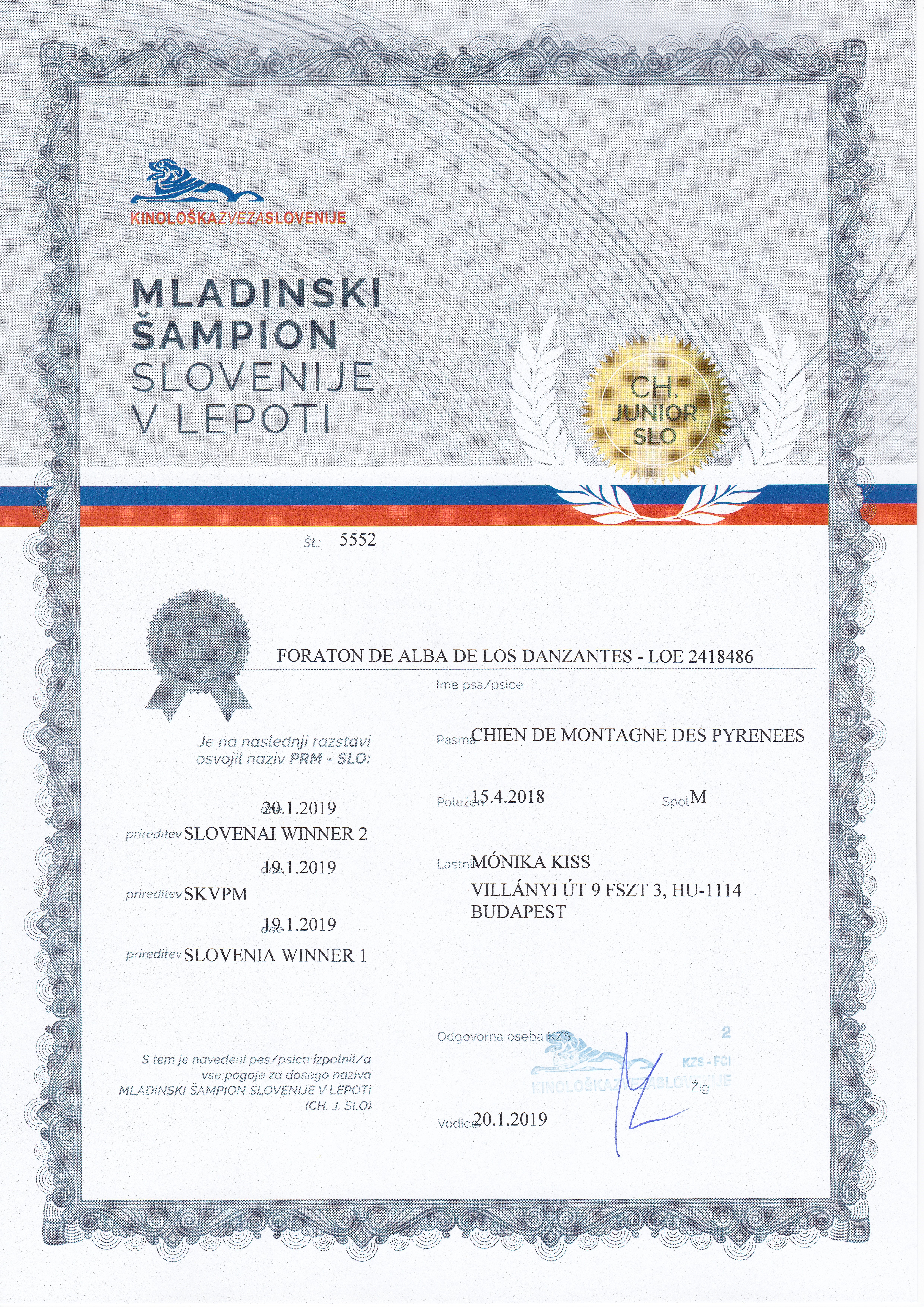 Foraton de Alba de los Danzantes Eredmények